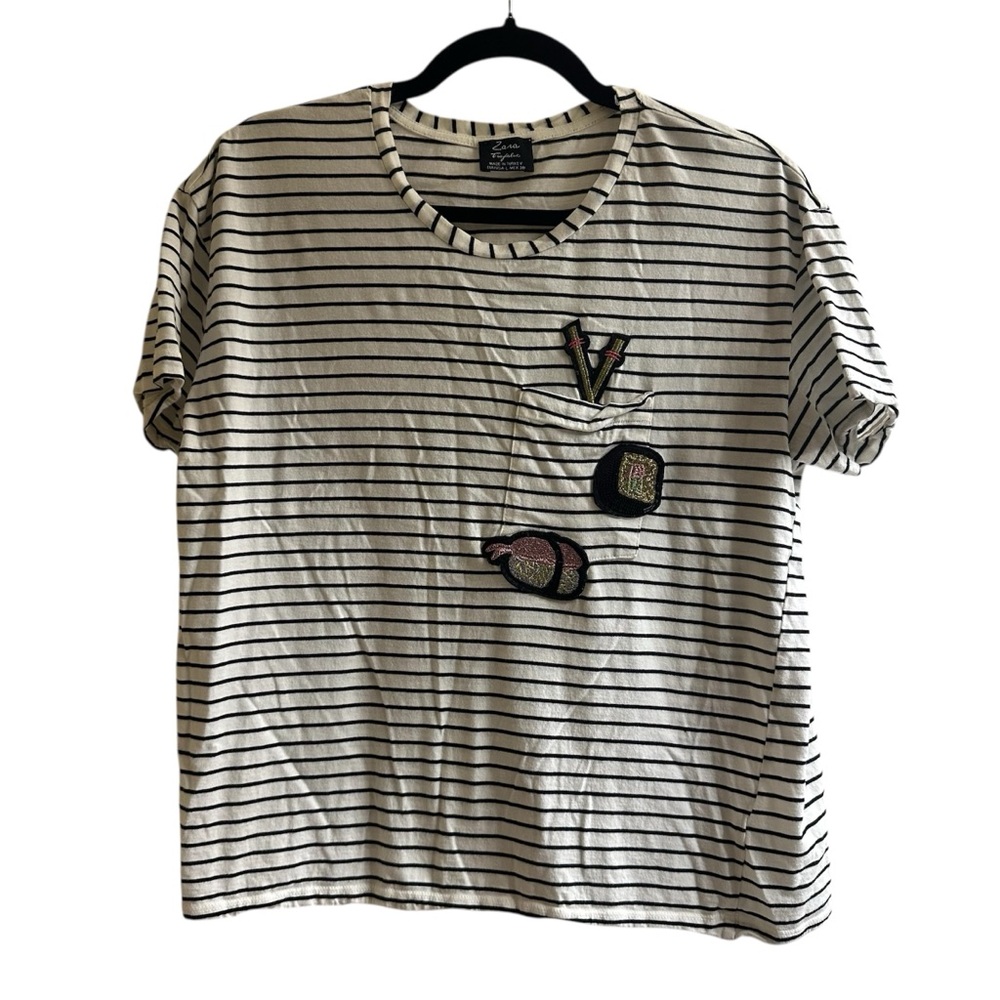 Zara Black and White Striped Sushi Tee